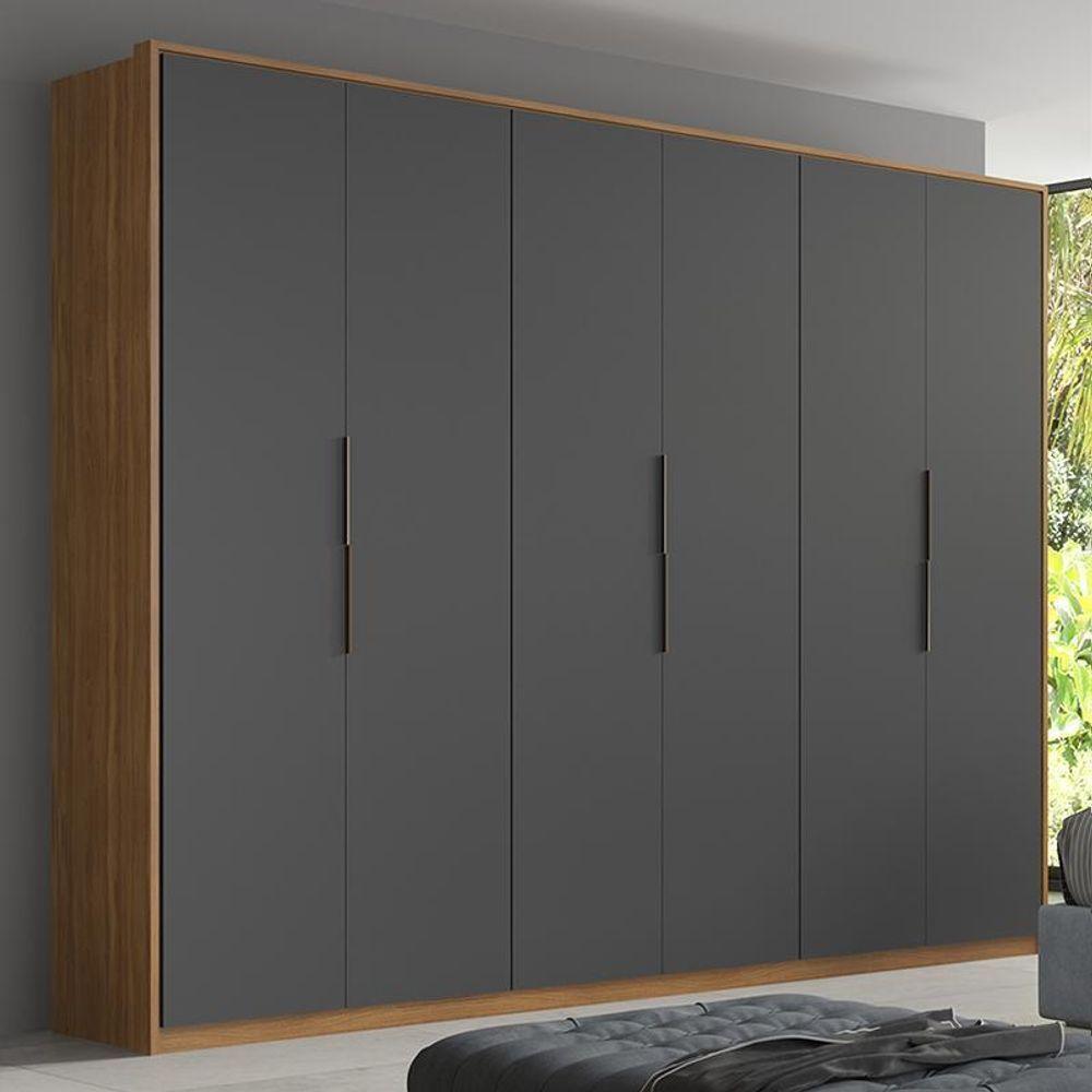 Guarda Roupa Casal Atrice 6 Portas Amêndola Touch/grafito - Demartêz Amêndola Touch/grafito - 1