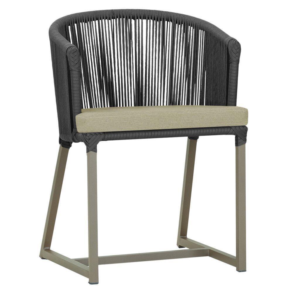 Cadeira De Jantar Noronha Alumínio Fendi E7 Trama Original Preto - 1