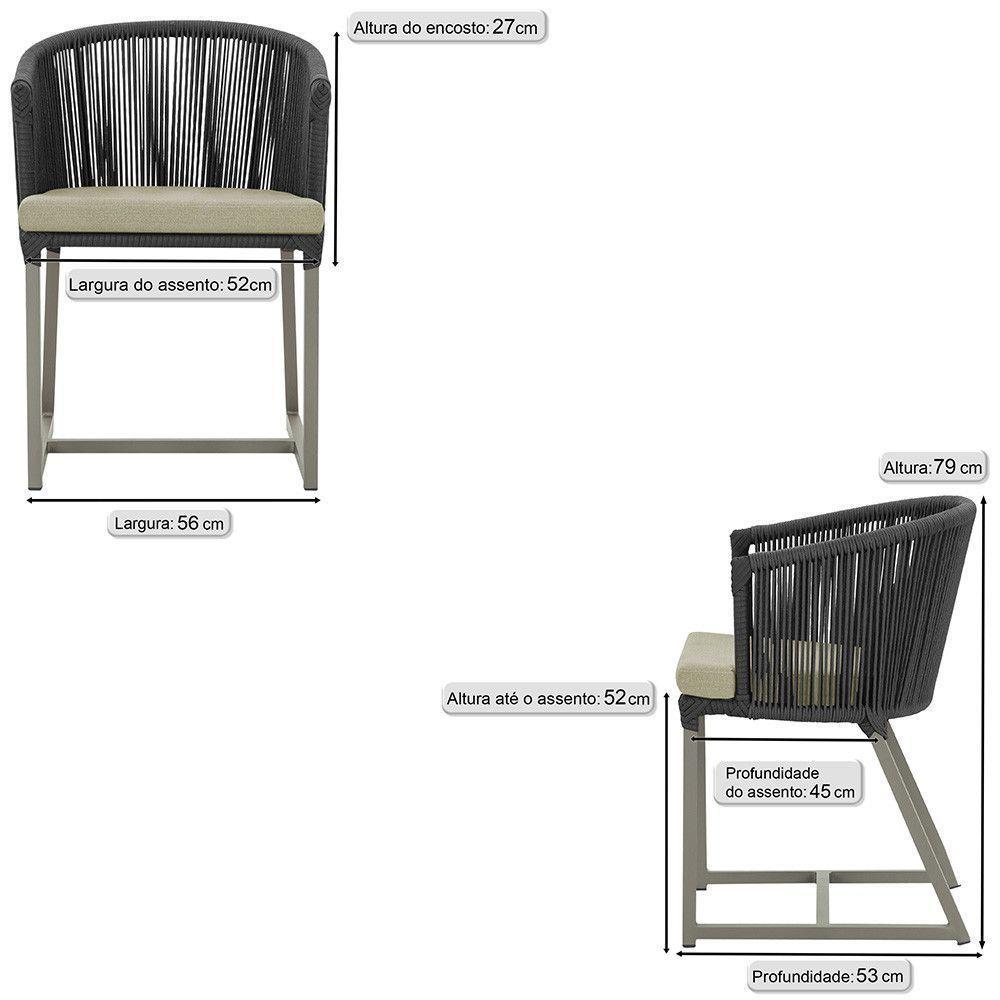 Cadeira De Jantar Noronha Alumínio Fendi E7 Trama Original Preto - 2