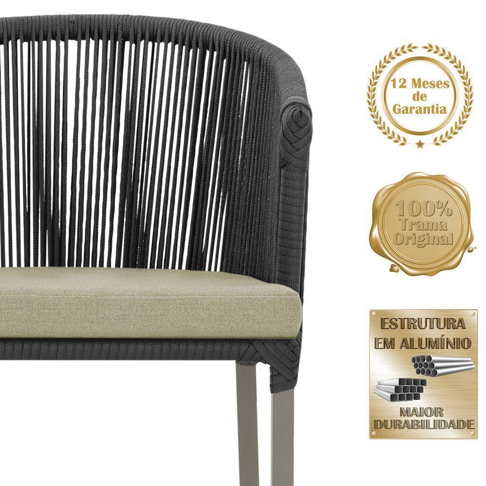 Cadeira De Jantar Noronha Alumínio Fendi E7 Trama Original Preto - 3