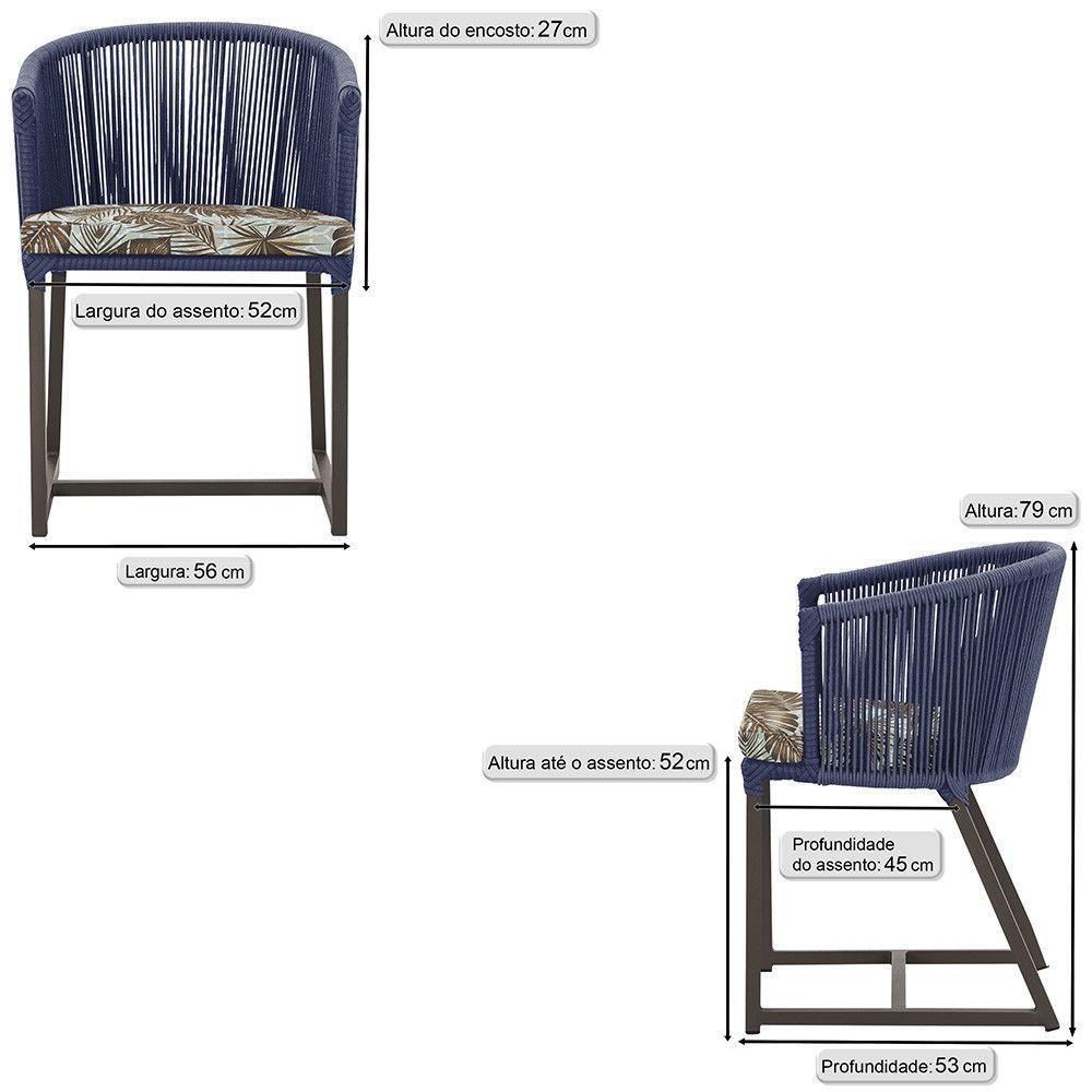 Cadeira De Jantar Noronha Alumínio Marrom E6 Trama Original Azul - 2