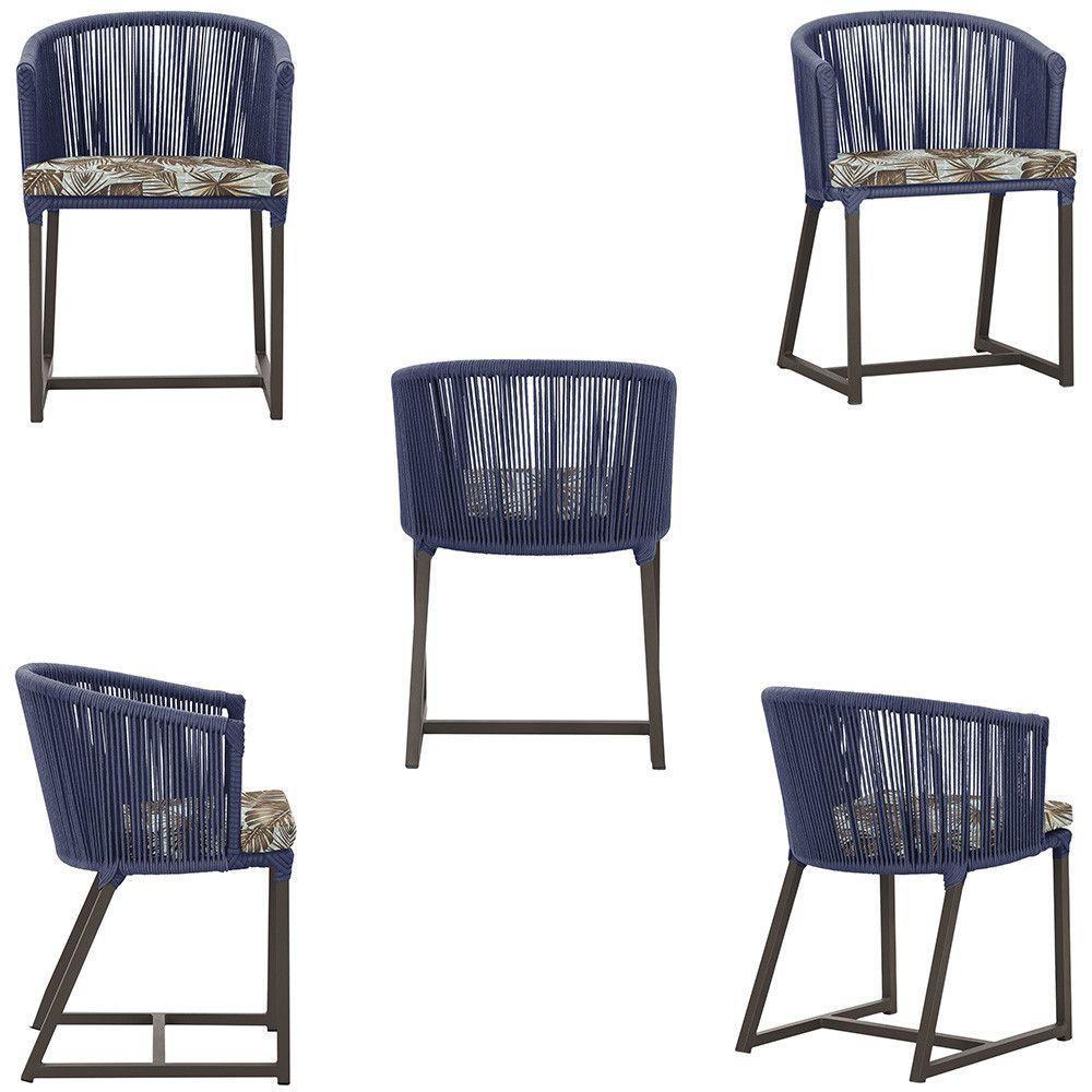 Cadeira De Jantar Noronha Alumínio Marrom E6 Trama Original Azul - 5