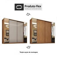 Guarda Roupa Casal Laredo 4 Portas Flex Amêndola Touch Com Espelho - Demartêz