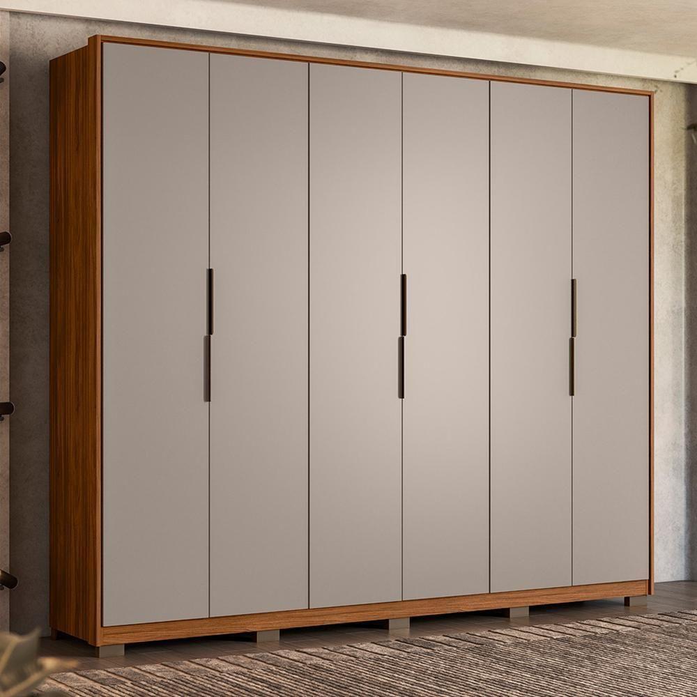 Guarda Roupa Casal Atrice 6 Portas Nogueira Touch/nude Prime Tx Com Pés - Demartêz - 1
