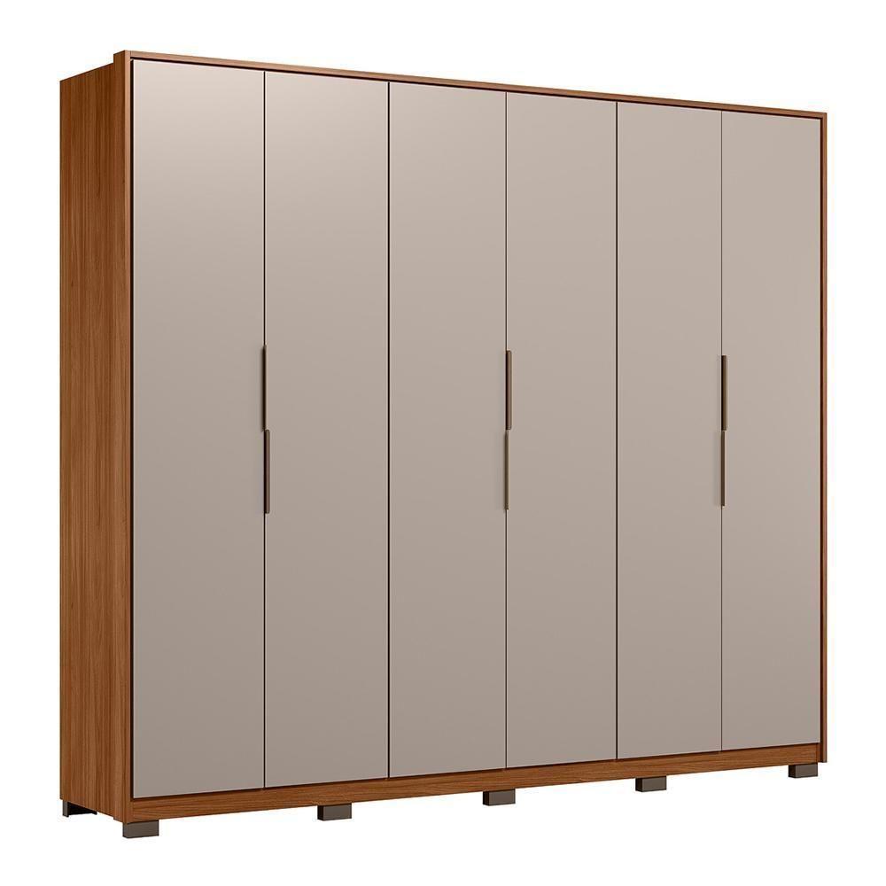 Guarda Roupa Casal Atrice 6 Portas Nogueira Touch/nude Prime Tx Com Pés - Demartêz - 2