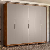 Guarda Roupa Casal Atrice 6 Portas Nogueira Touch/nude Prime Tx Com Pés - Demartêz - 1