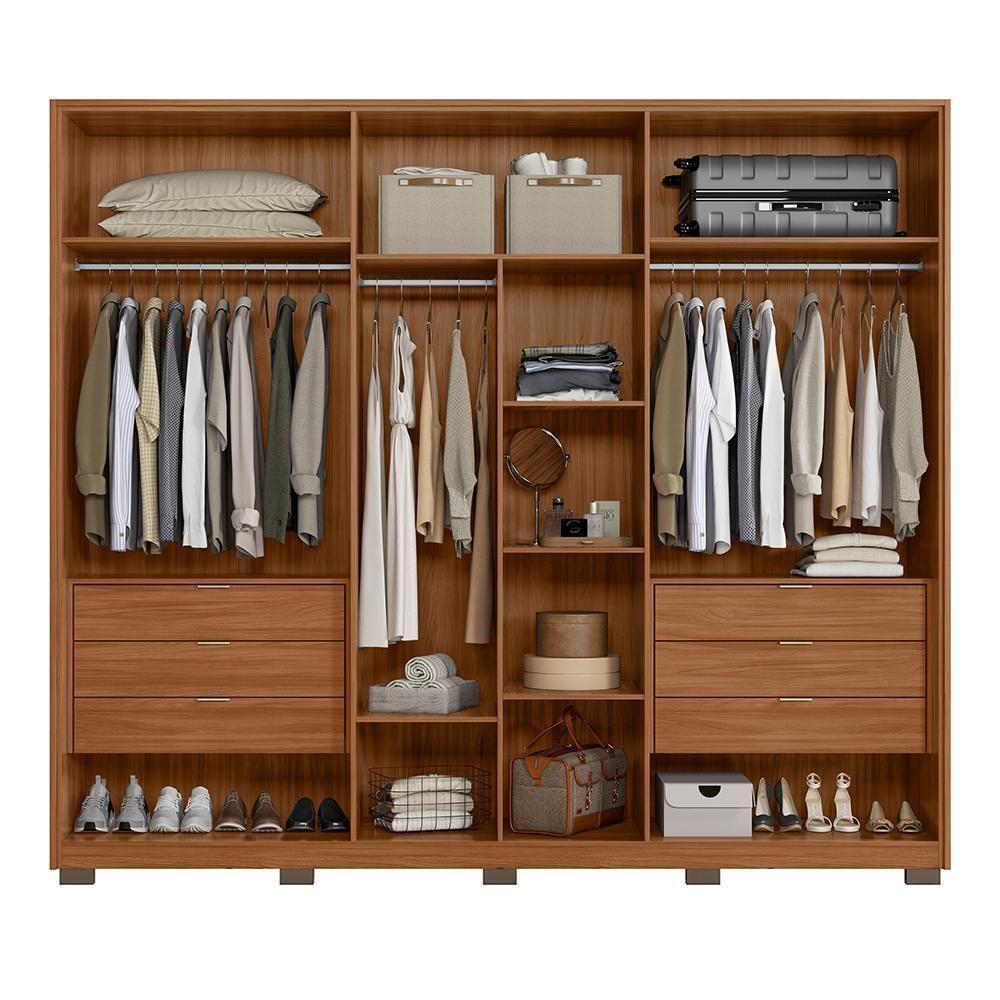 Guarda Roupa Casal Atrice 6 Portas Nogueira Touch Com Pés - Demartêz Nogueira Touch - 3