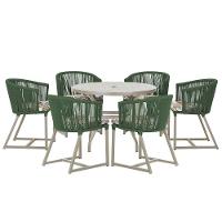Mesa E 6 Cadeiras De Jantar Noronha Fendi E6 Trama Original Verde - 1