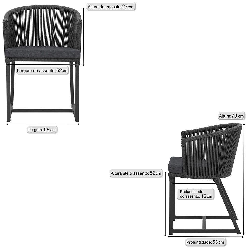 Cadeira De Jantar Noronha Alumínio Preta E11 Trama Original Preto - 3