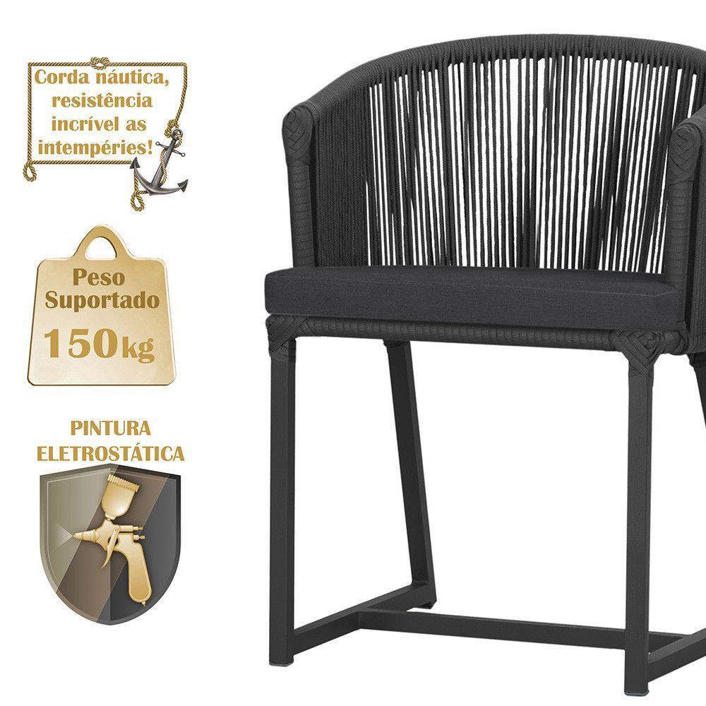 Cadeira De Jantar Noronha Alumínio Preta E11 Trama Original Preto - 5