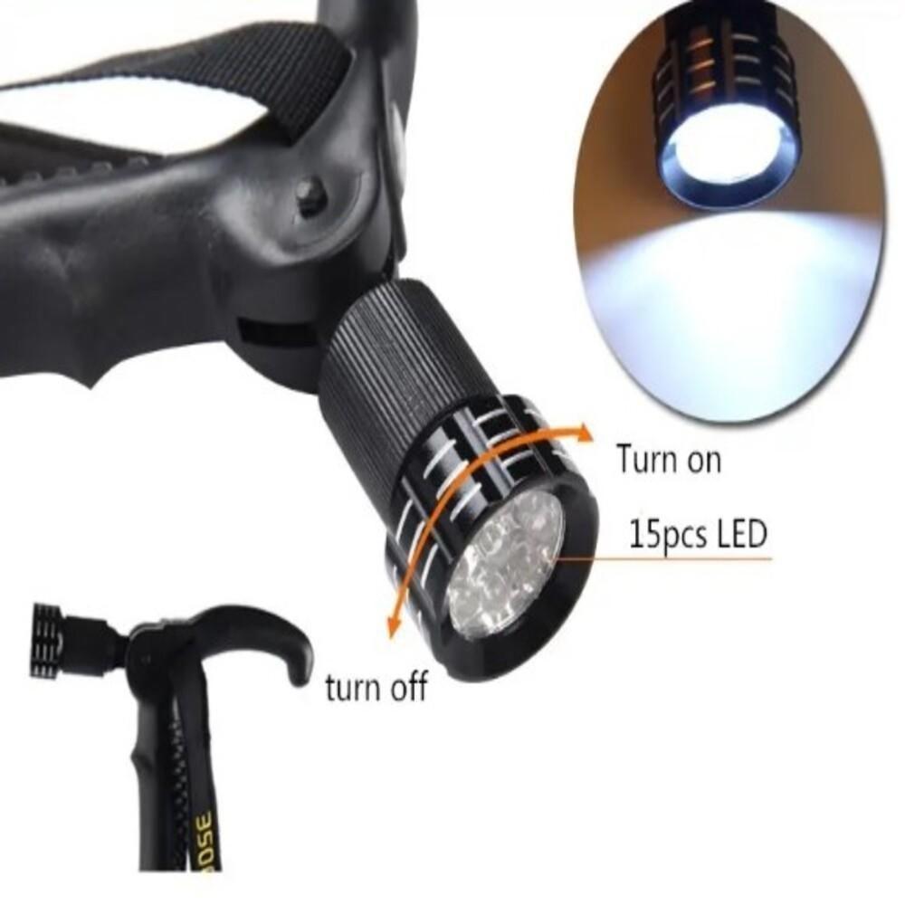 Bengala Ajustável Led Bastão Lanterna Caminhada Cajado Retratil Alumínio Trilha Peregrinacao Multiuso - 3