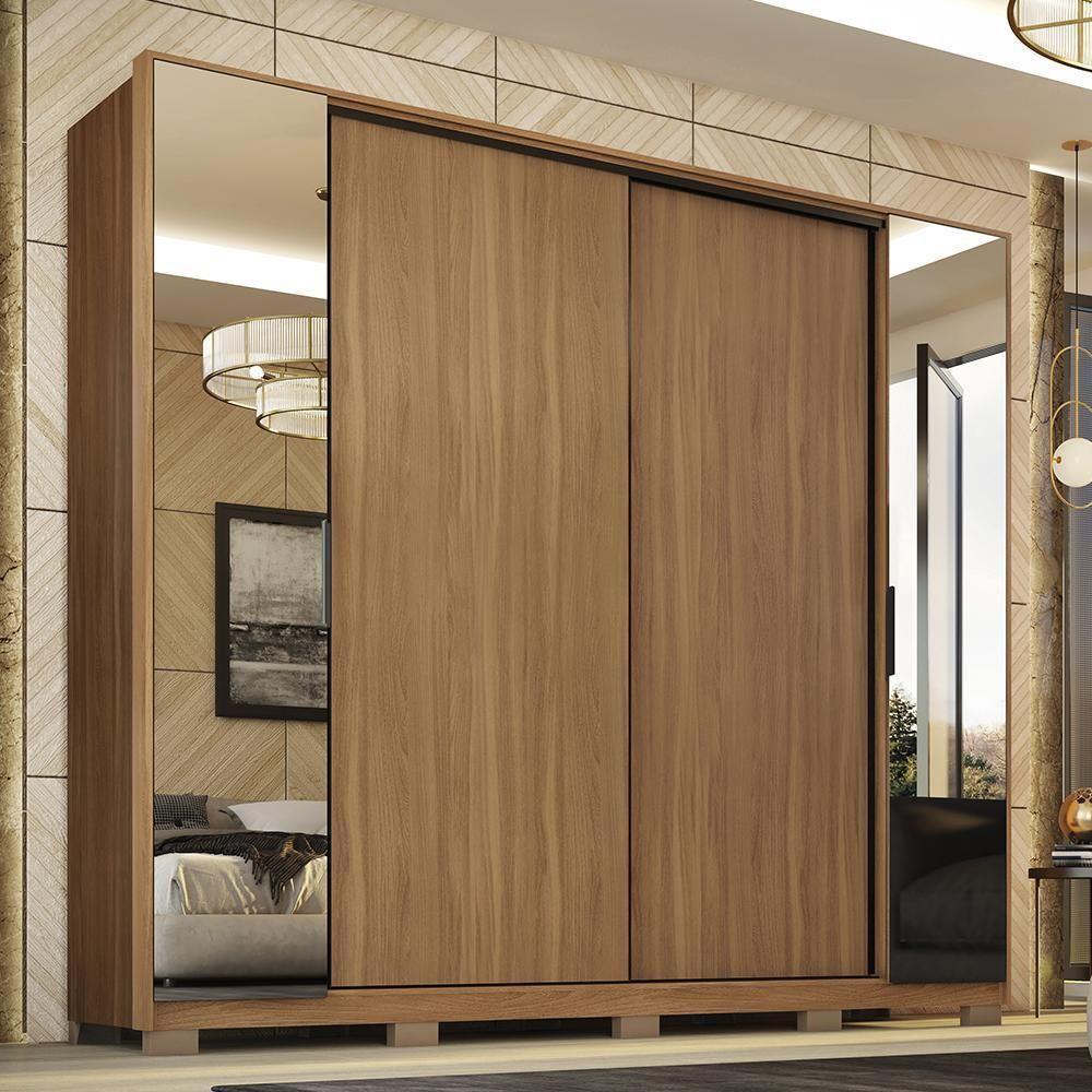 Guarda Roupa Casal Laredo 4 Portas Flex Amêndola Touch Com Espelho E Pés - Demartêz - 1