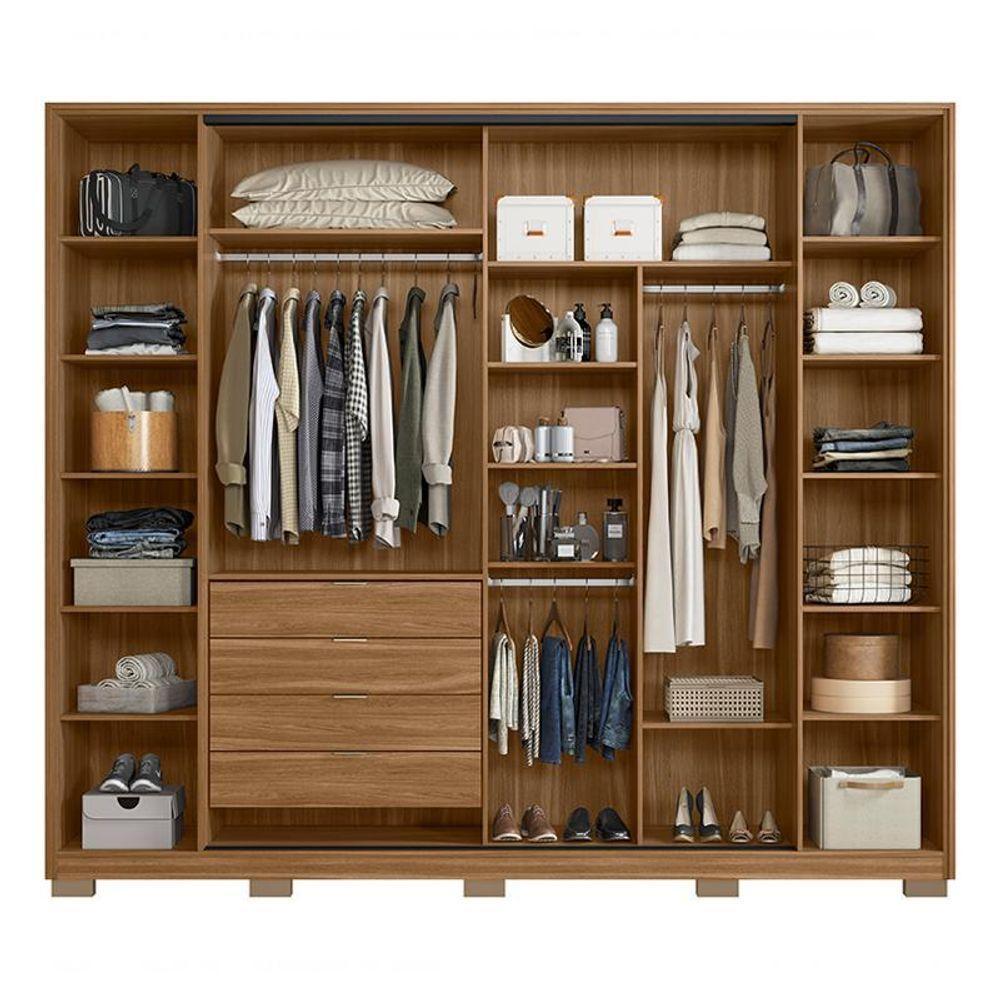 Guarda Roupa Casal Laredo 4 Portas Flex Amêndola Touch Com Espelho E Pés - Demartêz - 3