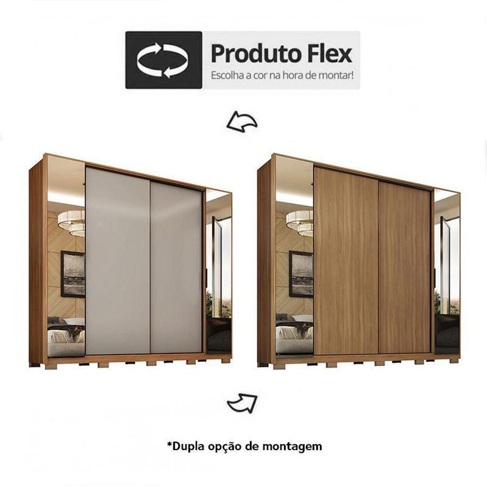Guarda Roupa Casal Laredo 4 Portas Flex Amêndola Touch Com Espelho E Pés - Demartêz - 4