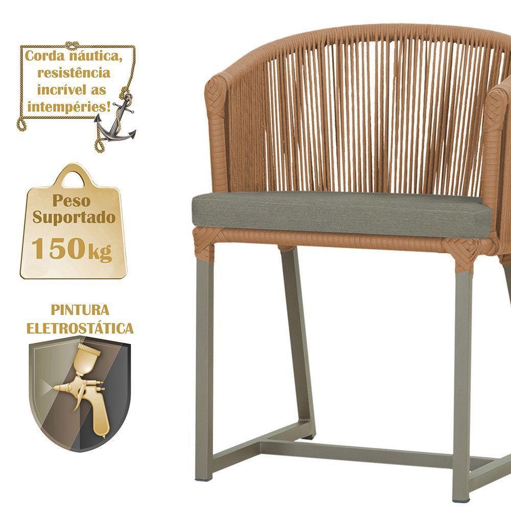 Mesa E 6 Cadeiras De Jantar Noronha Fendi E8 Trama Original Terra Cota - 4