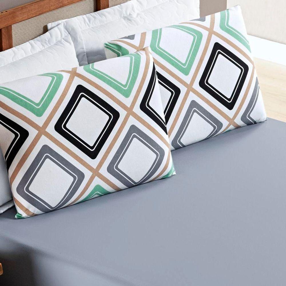 Jogo De Lençol Casal Padrão Quality Malha 100% Algodão 3 Peças Cor Harmony Cinza - 2