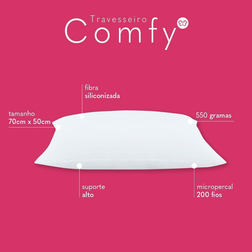 Travesseiro Comfy Suporte Alto Fibra Siliconizada 550 Gramas 70cm X 50cm 1 Unidade - 2