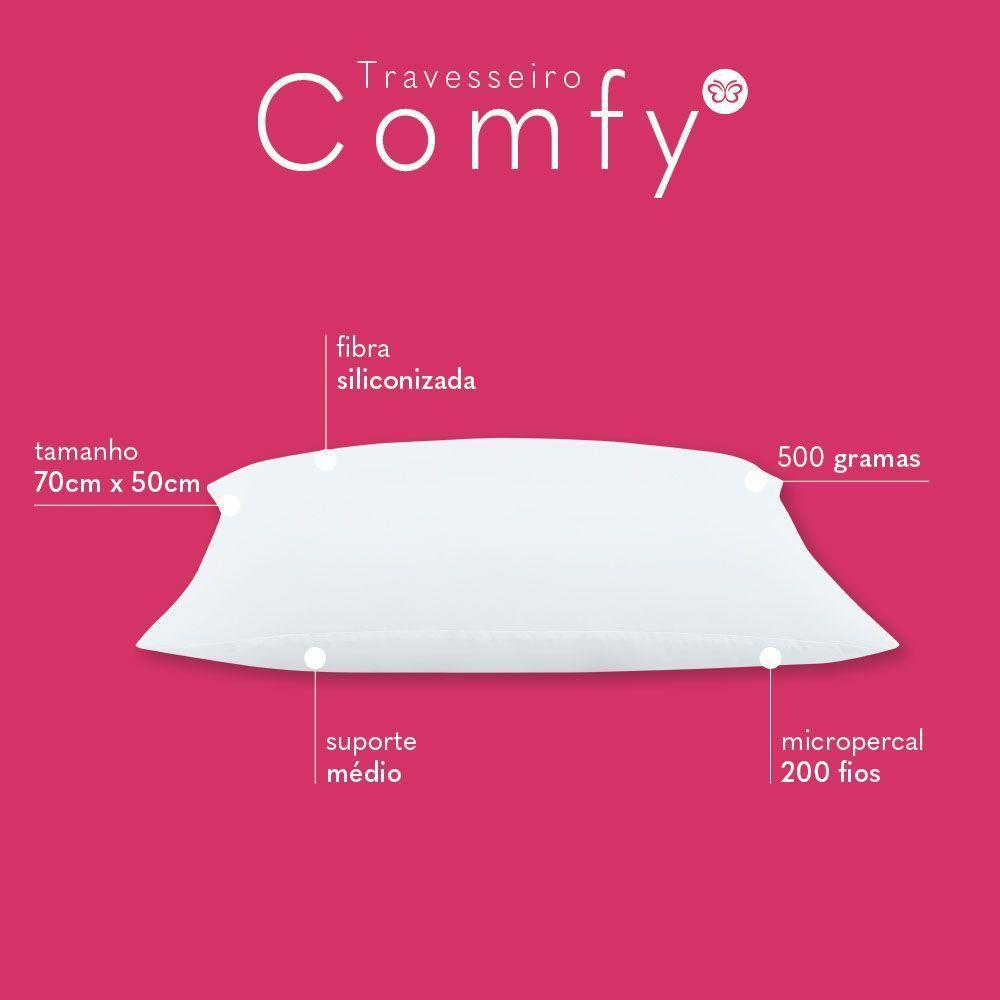 Travesseiro Comfy Suporte Médio Fibra Siliconizada 500 Gramas 70cm X 50cm 1 Unidade - 2