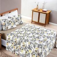 Jogo De Lençol Queen Quality Malha 100% Algodão Estampado 4 Peças Cor Blossom Caqui - 1