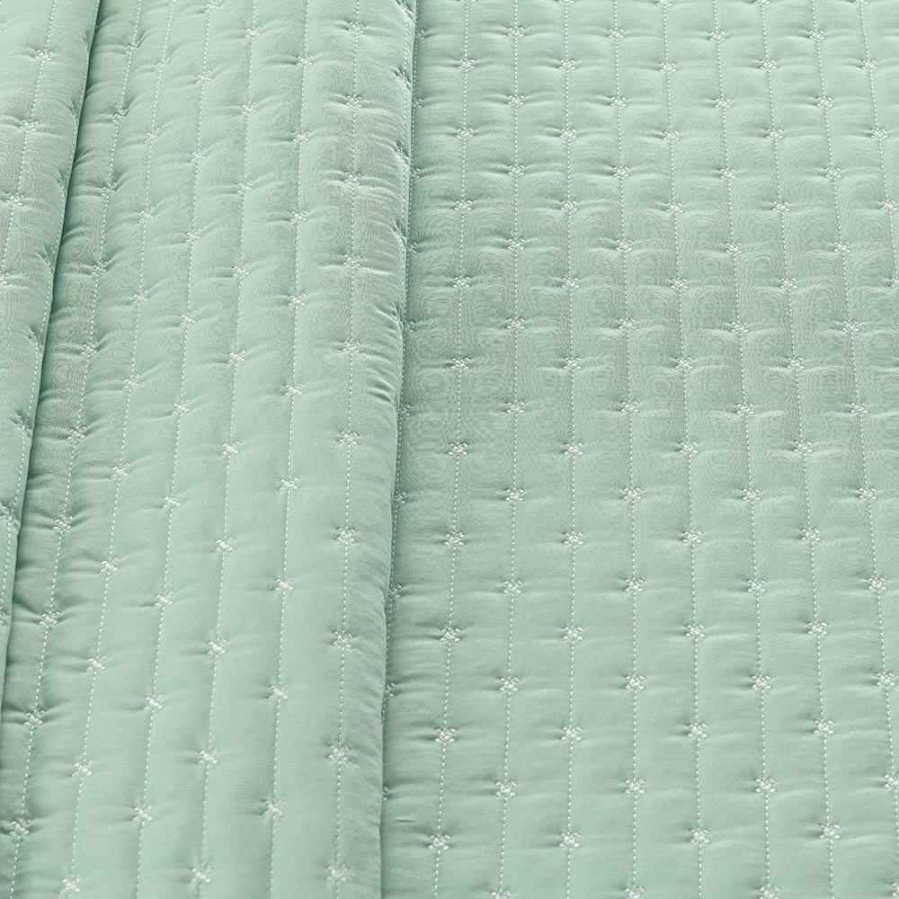 Cobre Leito King Verity 200 Fios Bordado 3 Peças Menta - 4