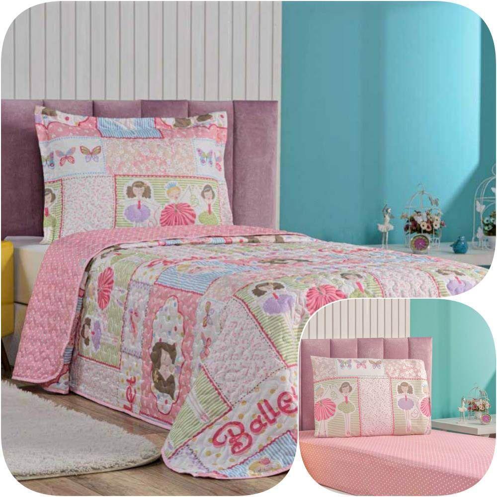Kit Colcha Solteiro Bouti Kids Com Jogo De Lençol 4 Peças Ballet - 1