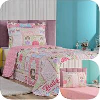 Kit Colcha Solteiro Bouti Kids Com Jogo De Lençol 4 Peças Ballet - 1