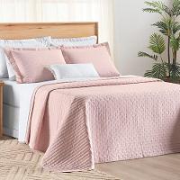 Cobre Leito King Verity 200 Fios Bordado 3 Peças Rosa - 1