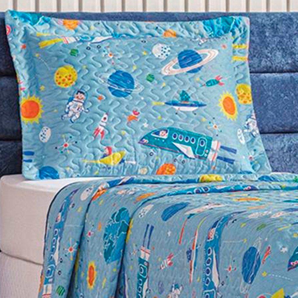 Colcha Solteiro Bouti Kids Dupla Face Estampado 2 Peças Astronauta - 1