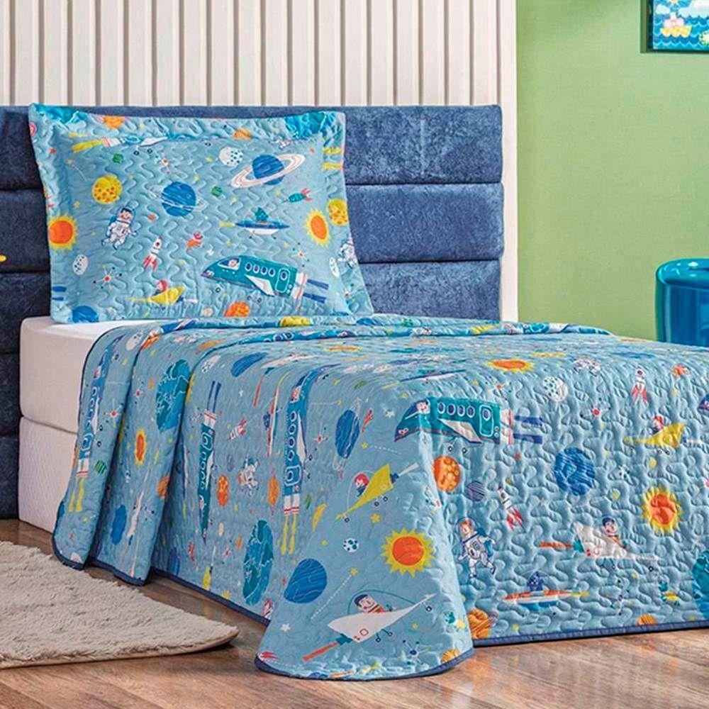 Colcha Solteiro Bouti Kids Dupla Face Estampado 2 Peças Astronauta - 2