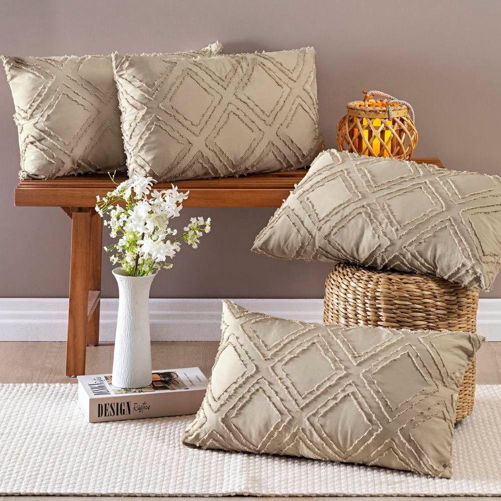 Kit 04 Almofadas Cheias Aveline 60cm X 30cm Caqui - 2