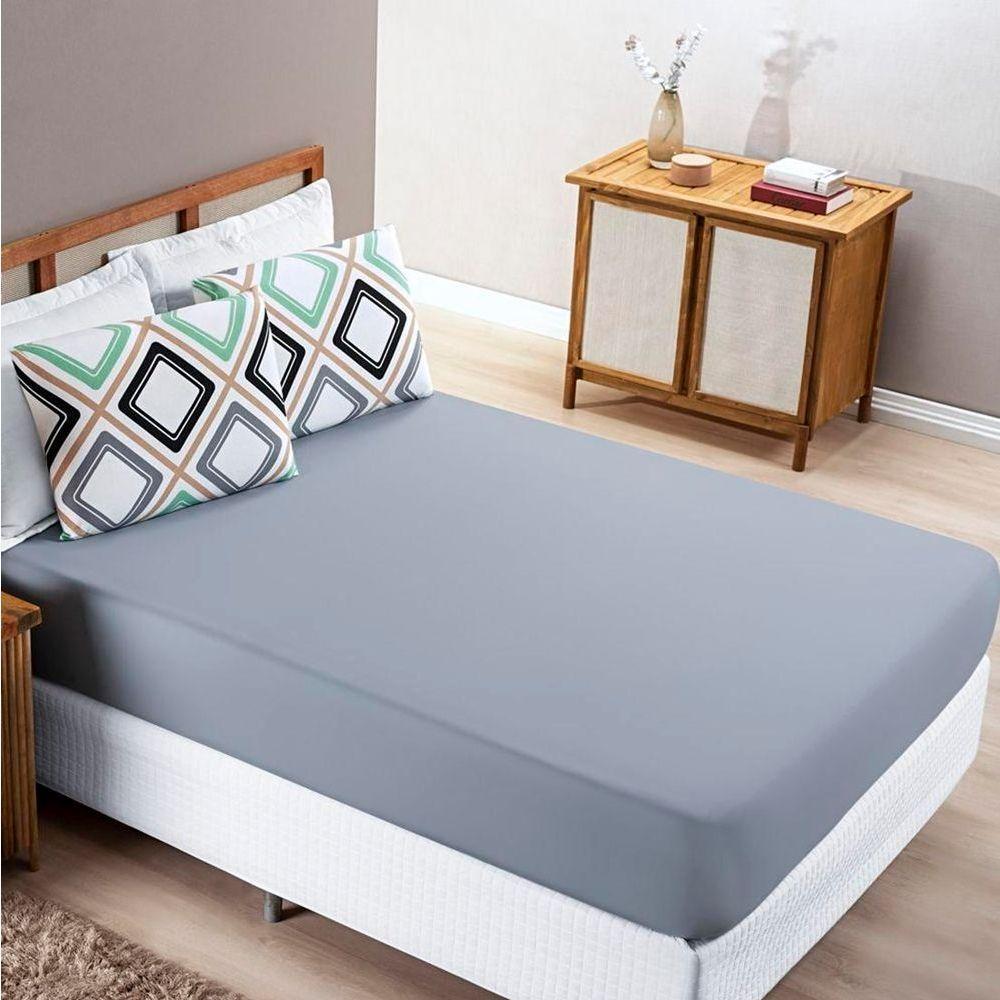 Jogo De Lençol Solteiro Quality Malha 100% Algodão 2 Peças Cor Harmony Cinza - 1