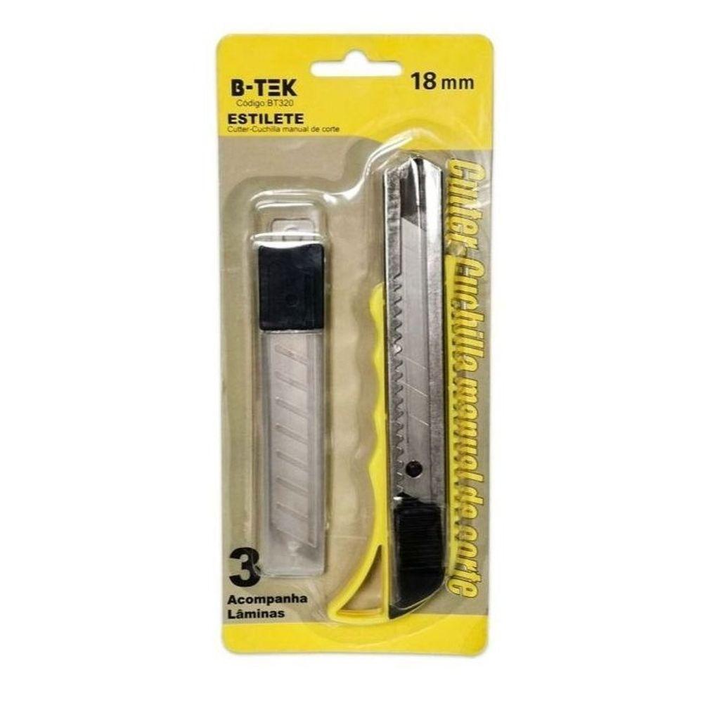 Estilete 18mm Acompanha 3 Lâminas B-tek Bt320 - 2