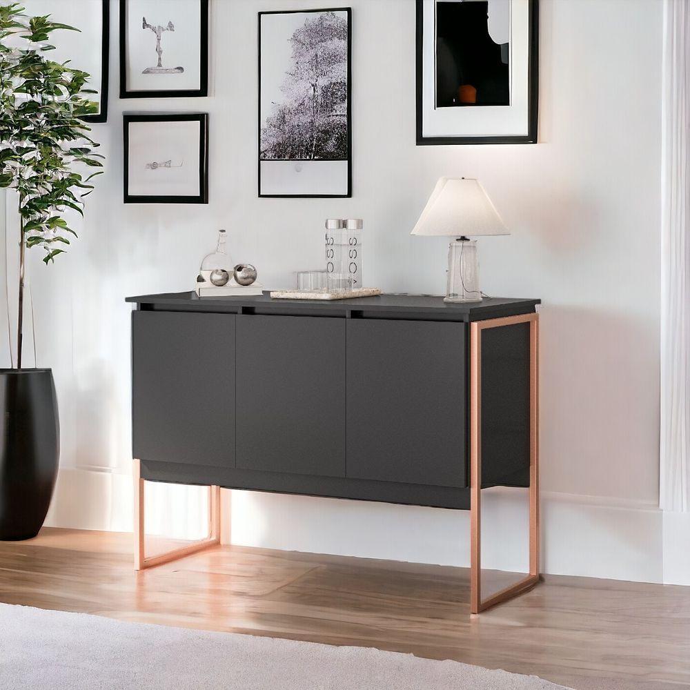 Buffet Estilo Industrial 3 Portas Europa - Preto Cobre Preto Cobre - 1
