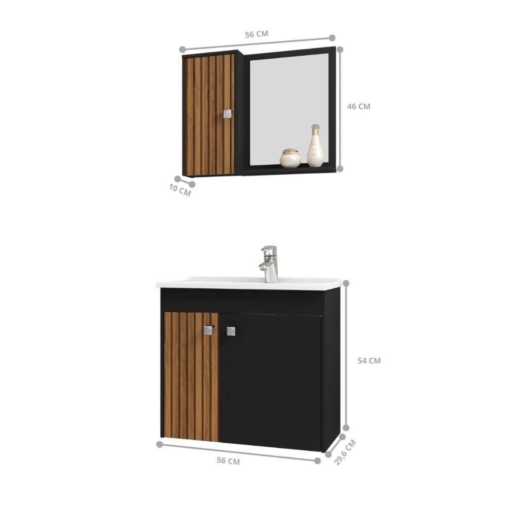 Conjunto Para Banheiro Monaco Preto Fosco Ripado - 2