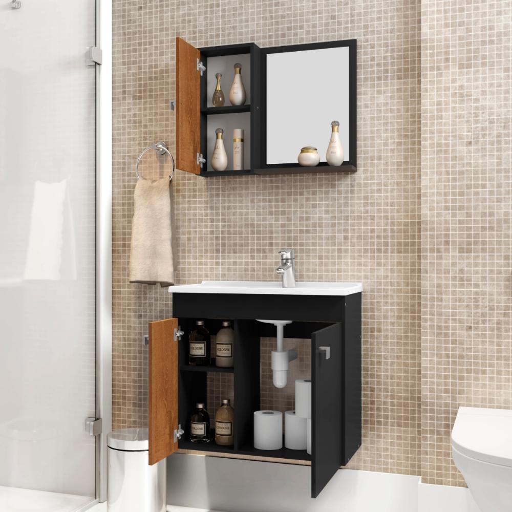 Conjunto Para Banheiro Monaco Preto Fosco Ripado - 3