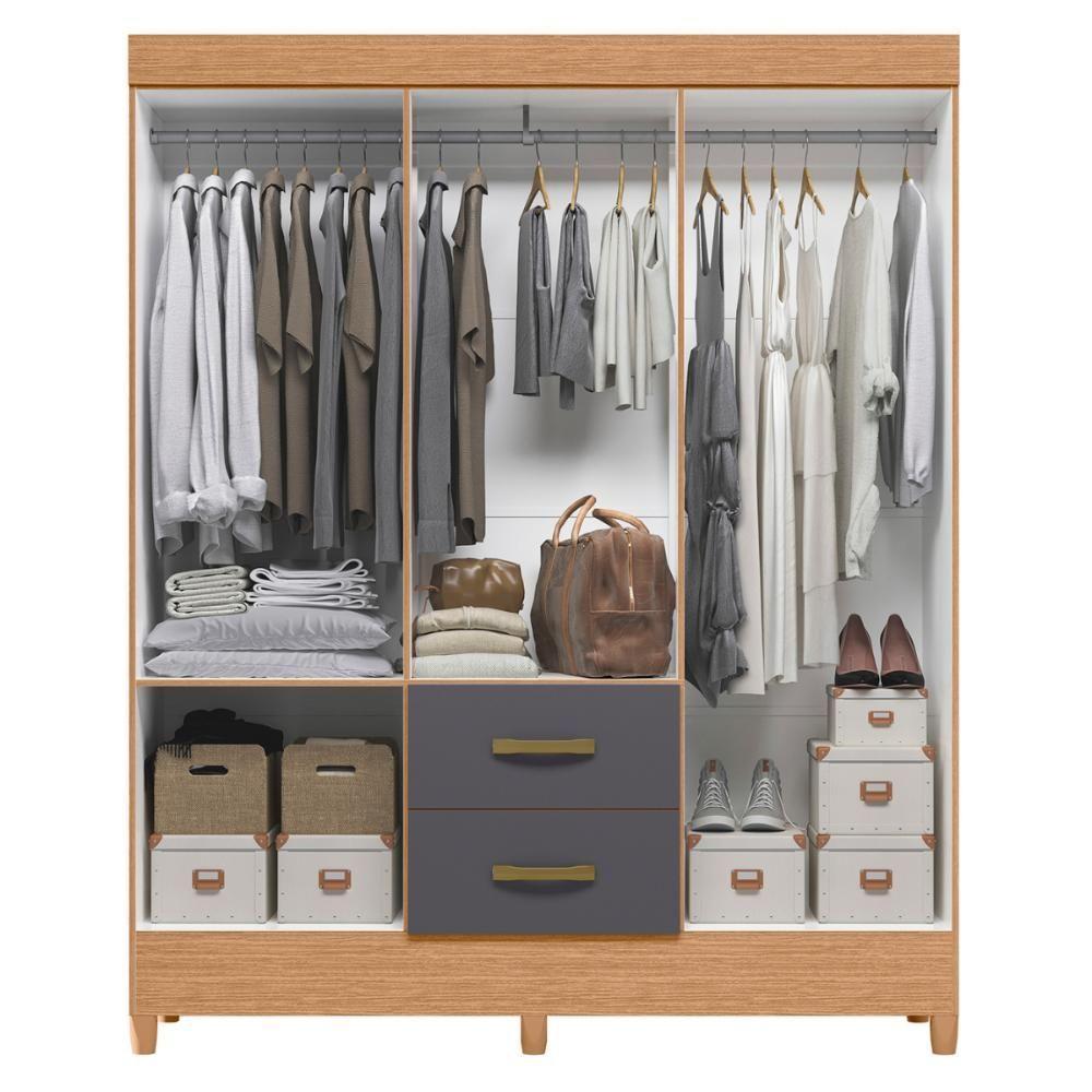 Guarda Roupa 6 Portas Cancun Com Espelho Freijó Titanium - 2