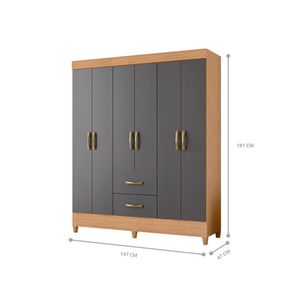 Guarda Roupa 6 Portas Cancun Freijó Titanium - 3