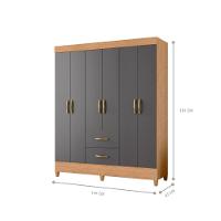 Guarda Roupa 6 Portas Cancun Freijó Titanium - 3