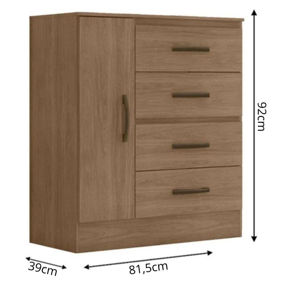 Gaveteiro Com 4 Gavetas 1 Porta Rancharia Carvalho Oak - 4