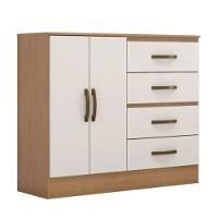 Gaveteiro Com 4 Gavetas 2 Porta Indiana Nature Off White - 2