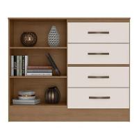 Gaveteiro Com 4 Gavetas 2 Porta Indiana Nature Off White - 3