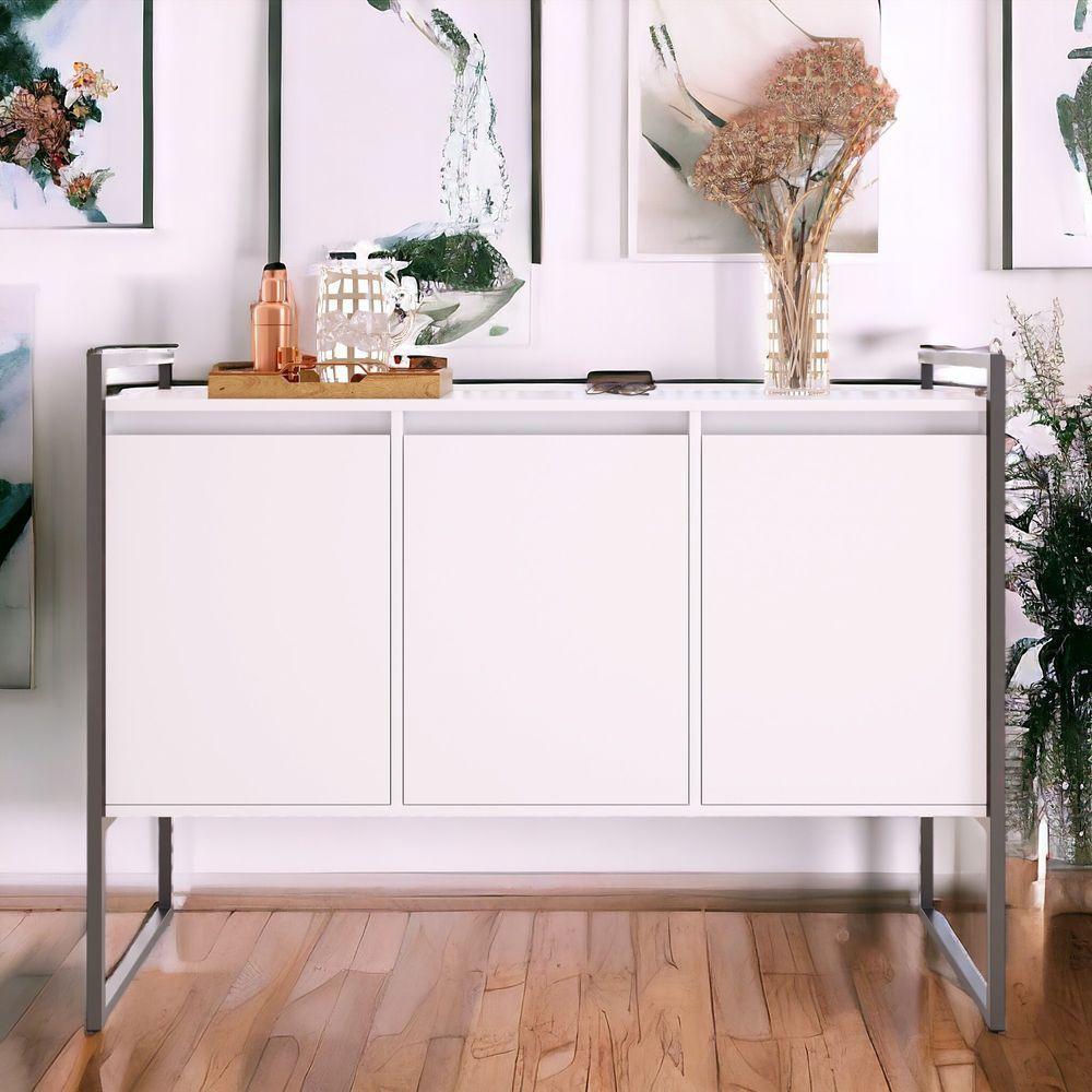 Buffet Aparador Industrial 3 Portas Porto - Branco E Preto Branco E Preto - 1