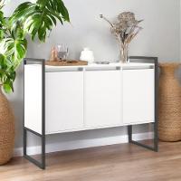 Buffet Aparador Industrial 3 Portas Porto - Branco E Preto Branco E Preto - 5