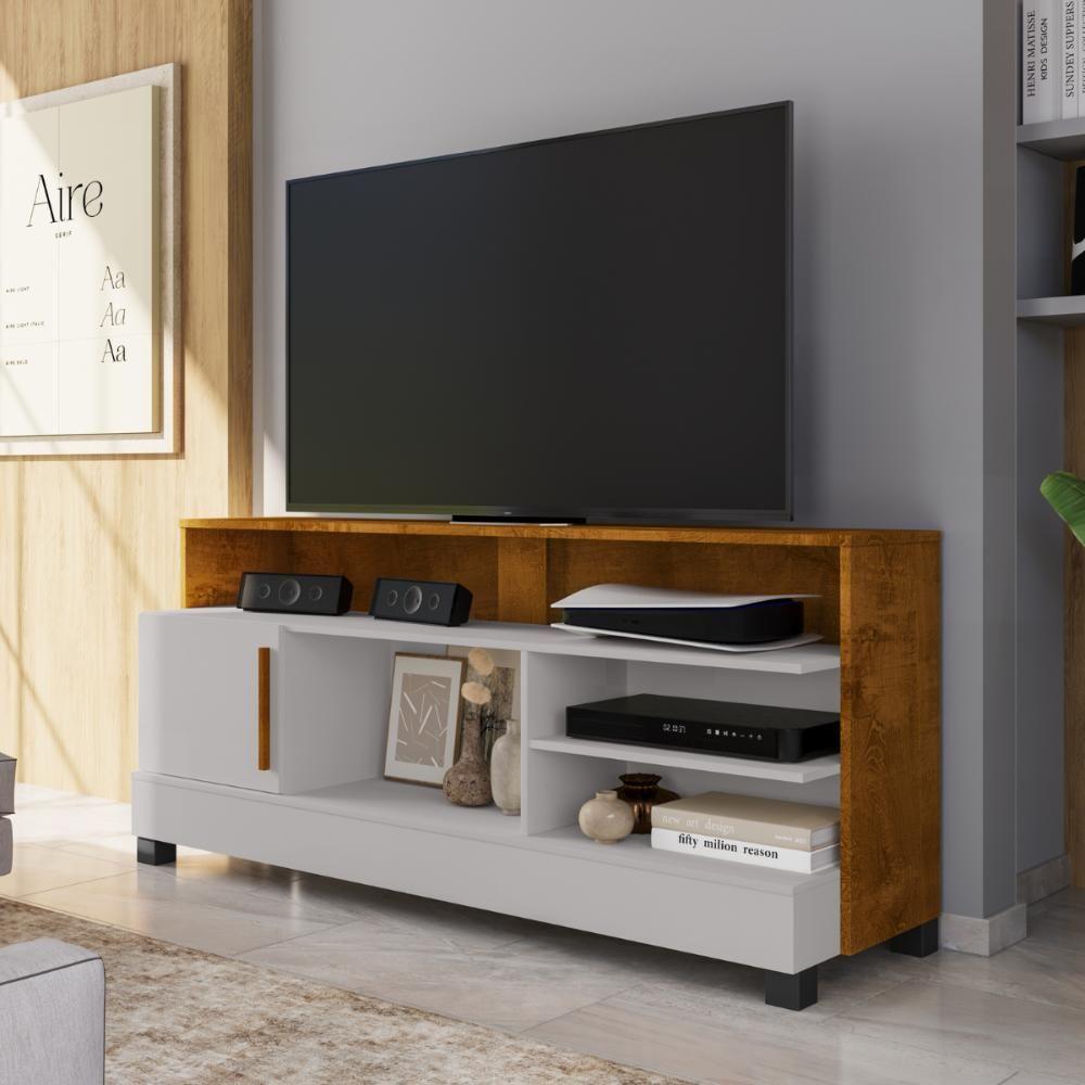 Conjunto Painel E Rack Salzburg Naturalle Off White - 2