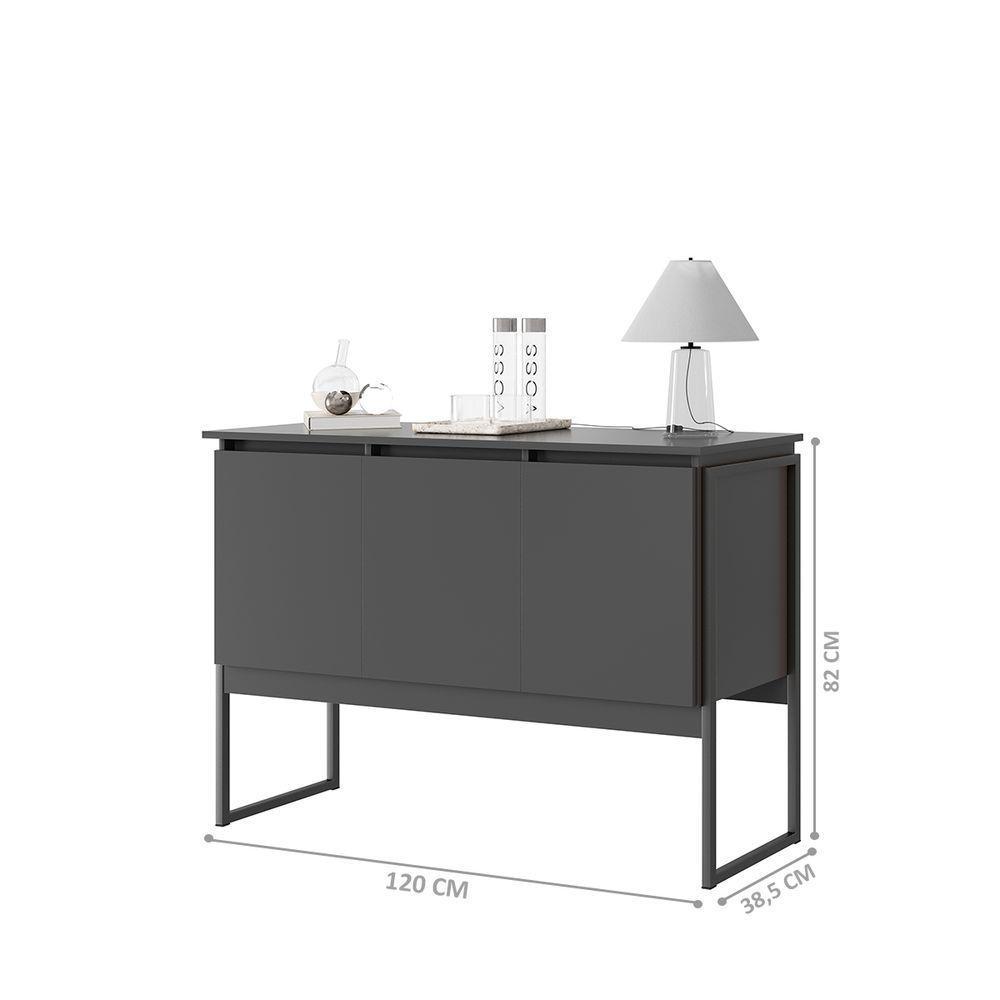 Buffet 3 Portas Moderno Amsterdam - Preto Onix Preto Onix - 2