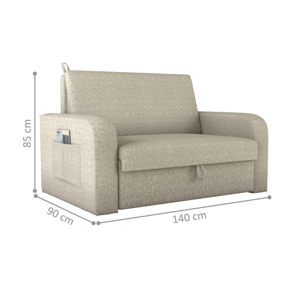 Sofá Cama Com Baú 2 Lugares Raheny Linho - 2