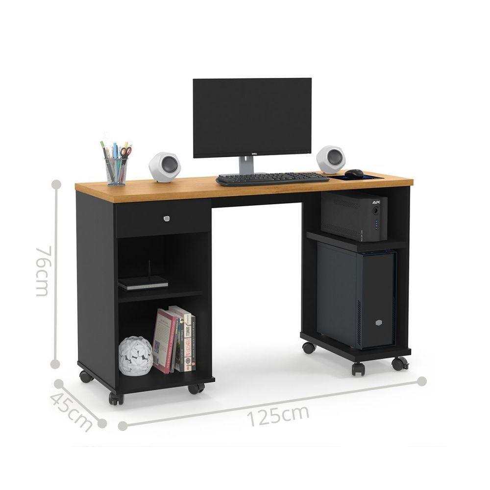 Mesa Computador 1 Gaveta Mari Preto Acetinado Cinamomo - 3