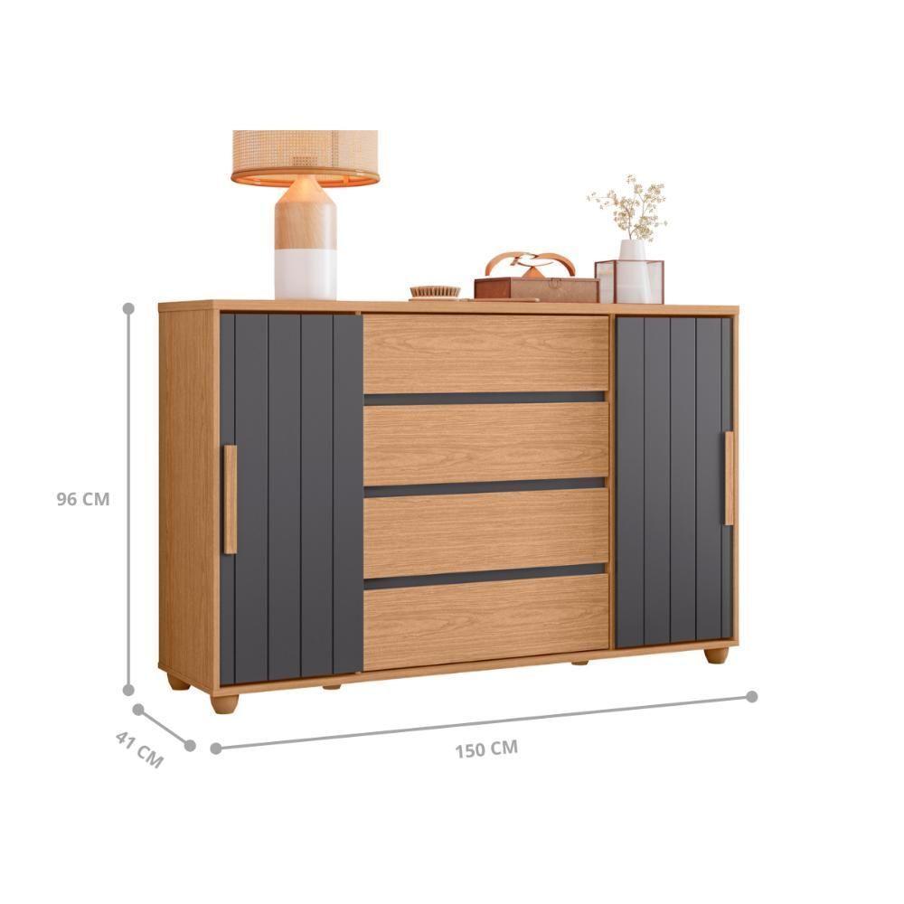 Conjunto Guarda Roupa E Cômoda Fortaleza Freijó Titanium - 4