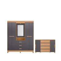 Conjunto Guarda Roupa E Cômoda Fortaleza Freijó Titanium - 2