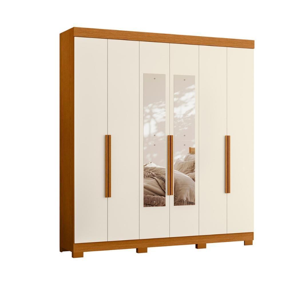 Guarda Roupa 6 Portas Espelho Mendes Cinamomo Off White - 2
